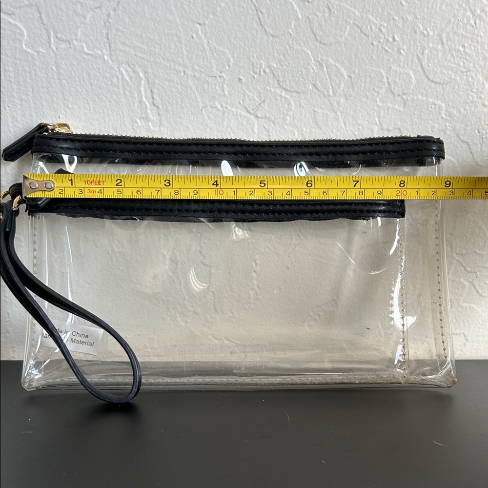 Clear Wristlet Pouch with Black Trim - Picture 2 of 3
